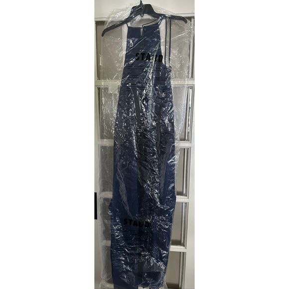 STAUD navy XS Ina Tiered Halterneck Muslin Maxi Dress - Picture 8 of 9